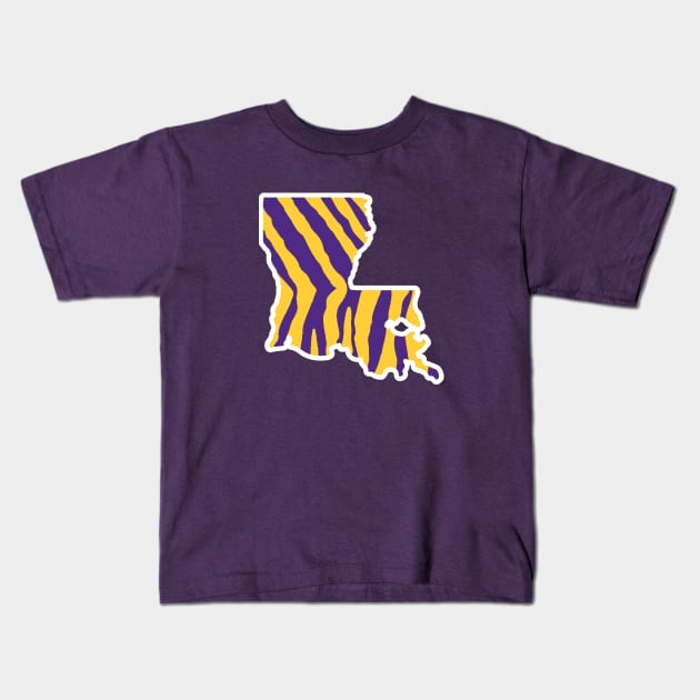 Louisiana Stripes - Purple Kids T-Shirt by KFig21